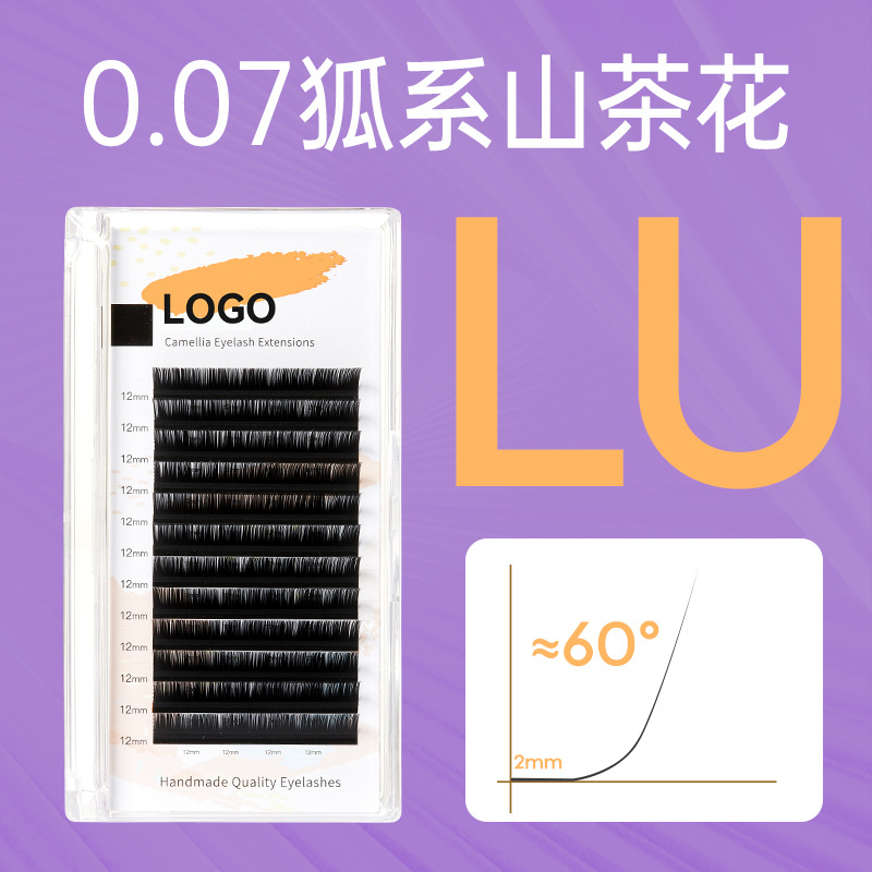 Fabricante de Qingdao personalizado tipo LC Fox injerto de pestañas tienda de belleza de estilo nacional con pegamento cómic camellia pestañas falsas no dispersas raíces