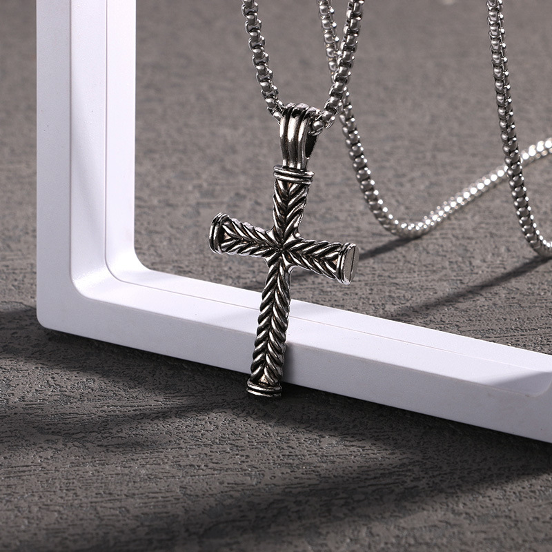 Holiday, Street Occasion Stainless Steel, Alloy Material Punk Cross Stainless Steel Alloy Plating Men's Pendant Necklace