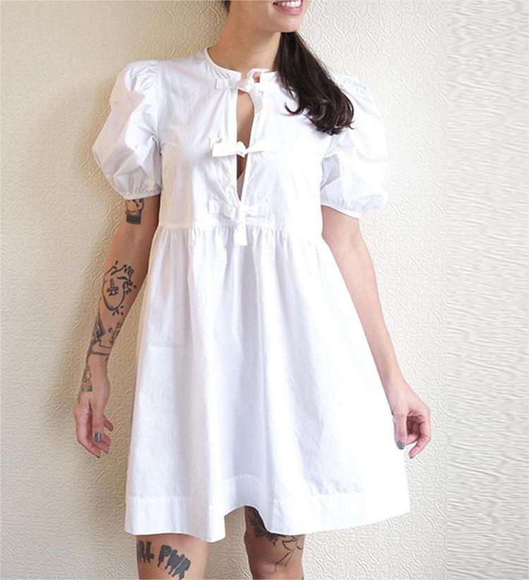 thumbnail image 1 of Vestido elegante de mujer con mangas abullonadas Minifalda de mujer Verano 2024 Falda corta dulce Venta caliente, 1 of 5