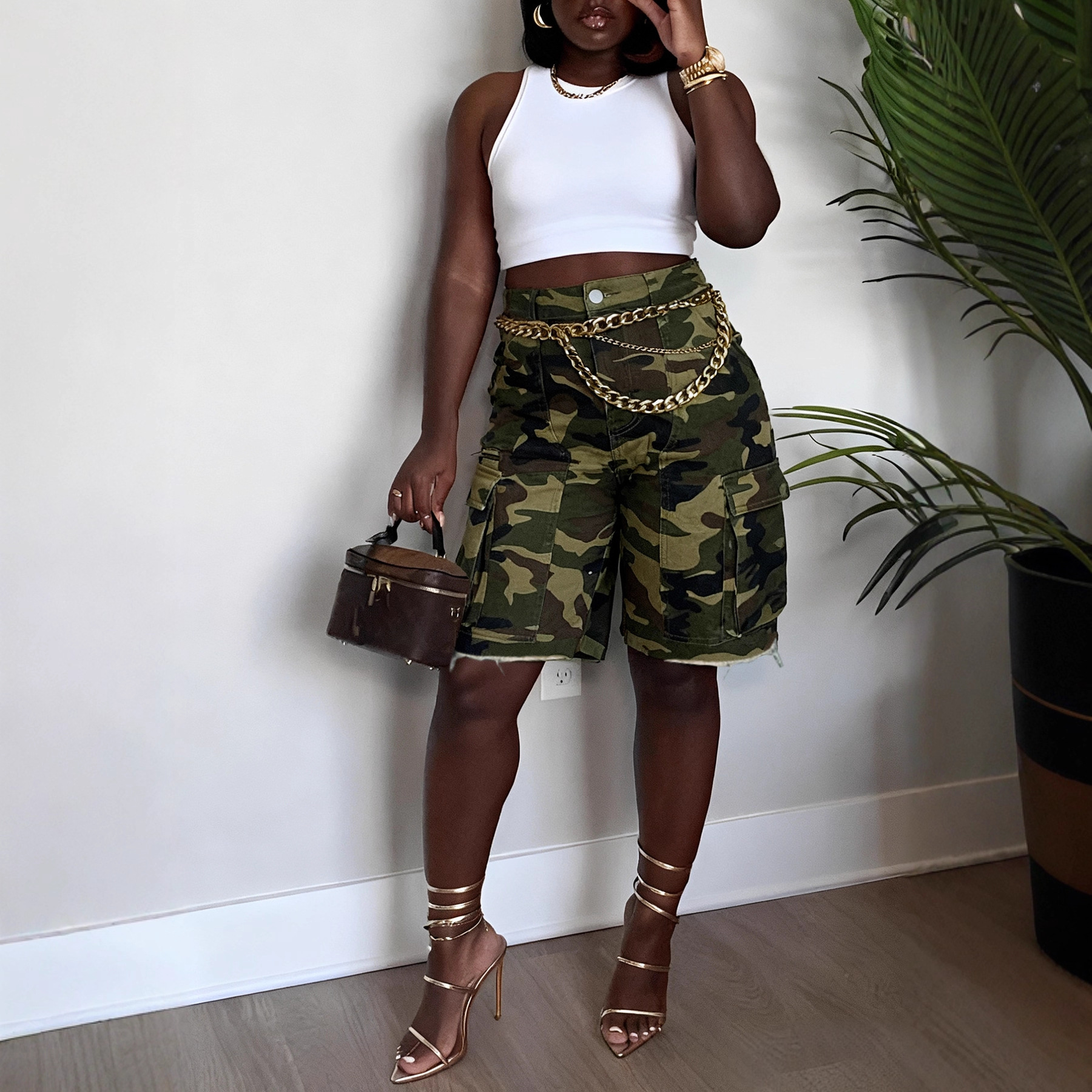 Spring/Summer Women's Clothing Ripped Straw Wash Work Pocket Jeans New Style Hot Item_ecoleips.com