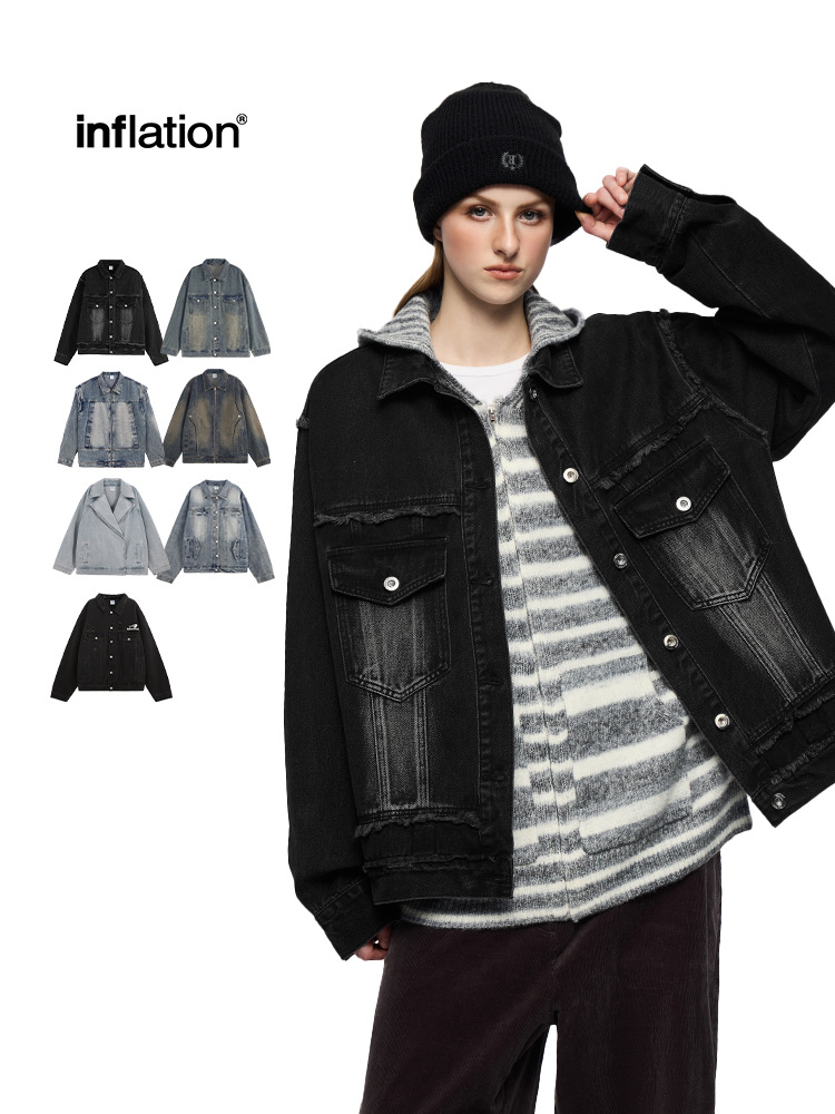 捷展男装 | アメリカのレトロな水洗いデニムジャケット2025春秋コートアメリカの街頭で古い上着を作る