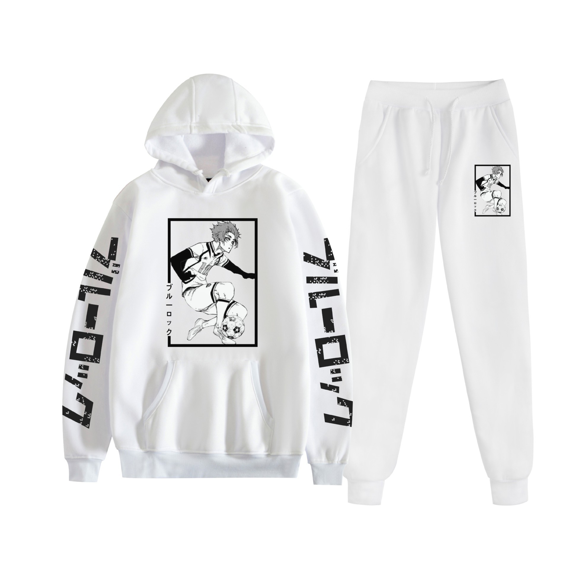 Cross-border BLUE LOCK prisión azul nuevo anime más terciopelo suelto traje de suéter con capucha para hombres y mujeres