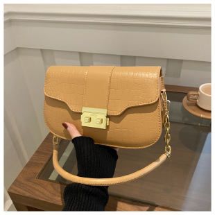 2024 Autumn and Winter New Fashion Crocodile Pattern Portable Shoulder Underarm Small Bag Women's Stylish Simple All-match Casual Bag