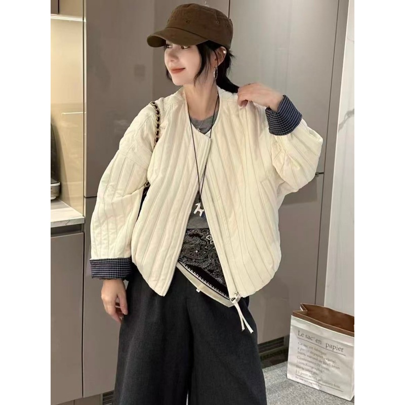 短款棒球服夹棉外套女2025秋季新款高级感小个子轻薄棉服夹克上衣|undefined