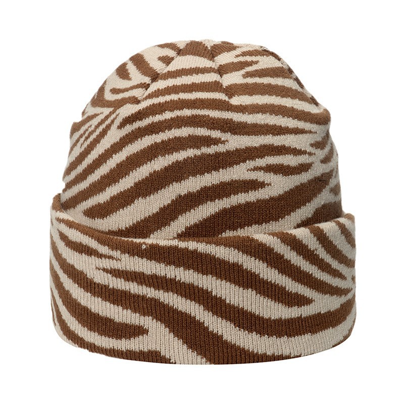 Autumn and winter face small thermal hat student cute leopard print cow knitted hat woolen hat Internet celebrity_voghion.com