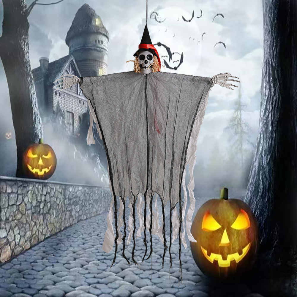Halloween transfronterizo, fantasma colgante, calavera, gasa, espantapájaros, casa embrujada masculina, decoración de entrada, accesorios de decoración