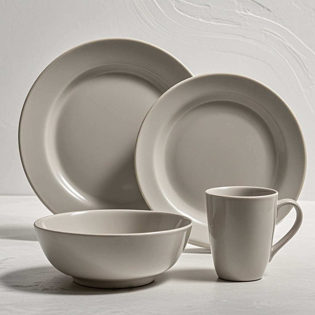 Juego de vajilla blanca tazas, platos y bowls personalizables – para inauguración de casa, apto para microondas.