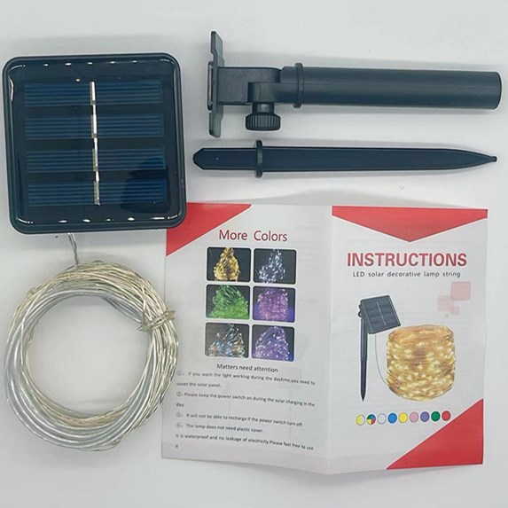 LED lámpara de alambre de cobre solar al por mayor de carga de control remoto Cadena de luz solar de Navidad atmósfera al aire libre patio Lámpara decorativa