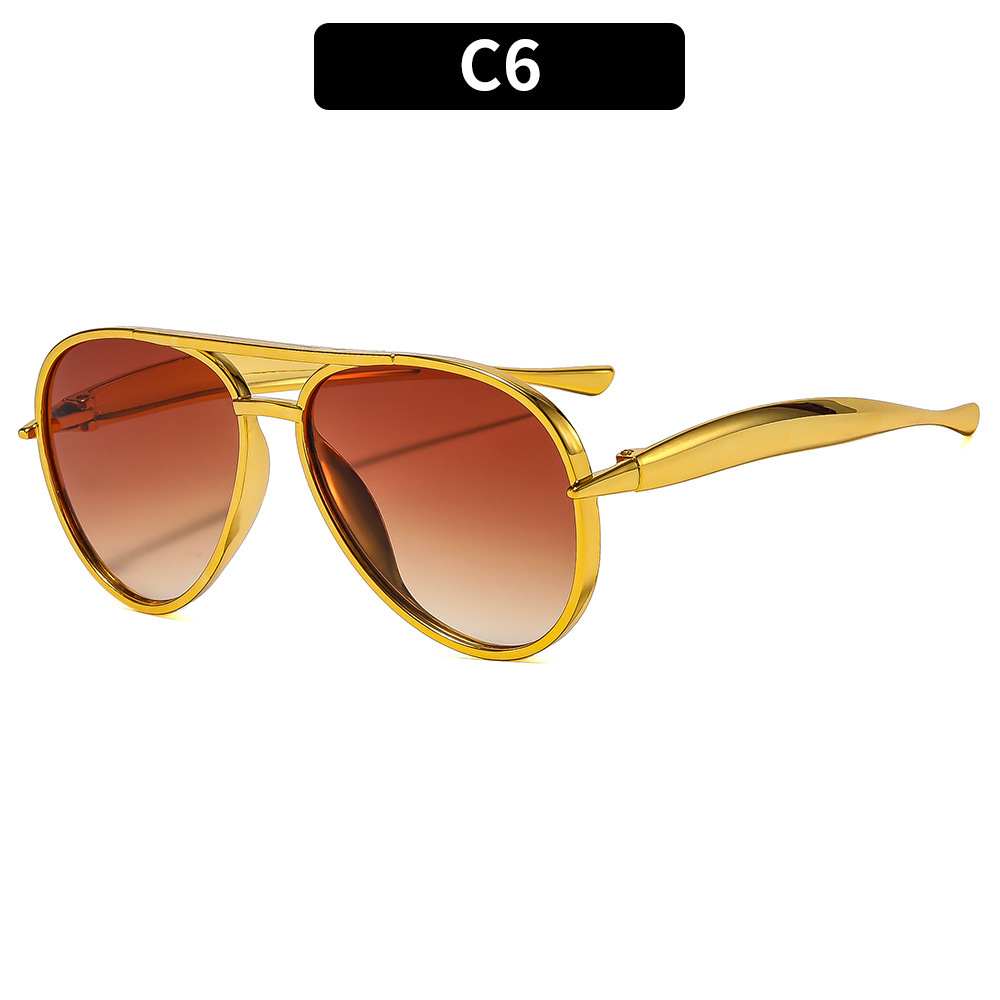 Aviator zonnebrillen met dubbele brug voor dames, retro streetstyle, afslankende high-end zonnebrillen voor heren