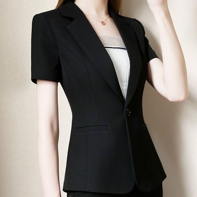 Professional Formal Wear for Women, Summer Suit Set, Elegant Goddess Style, Business Blazer, Thin Short-Sleeved Workwear for the Workplace Professional Formal Wear for Women, Summer Suit Set, Elegant Goddess Style, Business Blazer, Thin Short-Sleeved Workwear for the Workplace