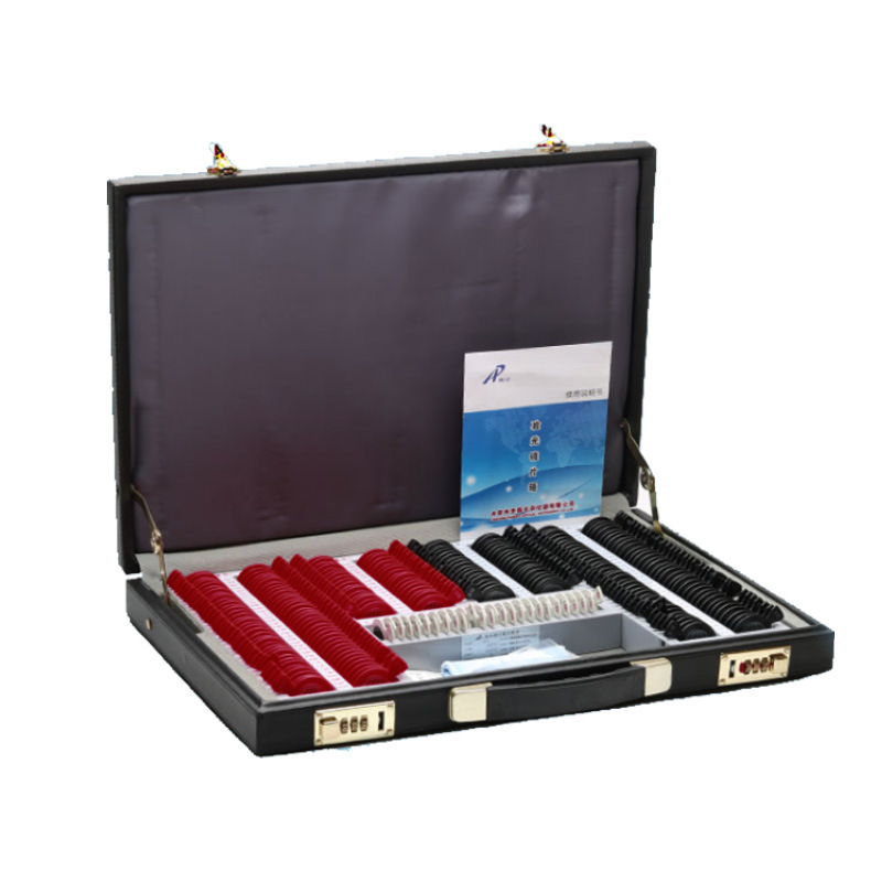 Huahuui optometría equipo 232 tipo lente caja de plástico anillo optometría caja 26mm apertura insertar caja prueba lente marco