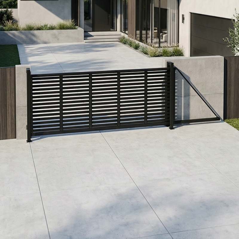 Intelligent Electric Suspension Door for Villa Courtyards, Outdoor Areas, Sliding Gates for Factories and Schools, Steel Silent Electric Door