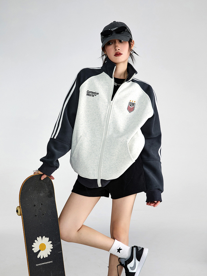 American Stand-Up Collar Baseball Uniform Sports Jacket for Men and Women Winter 2025 New Sweatshirt Men's Cardigan Jacket Top Chic