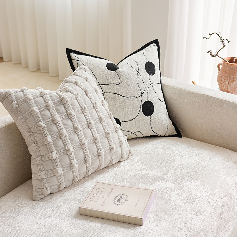 almohada de burbuja de crema sofá de color sólido almohada de sala de estar modelo cojín de habitación lujoso ligero versátil de alto nivel se siente el viento