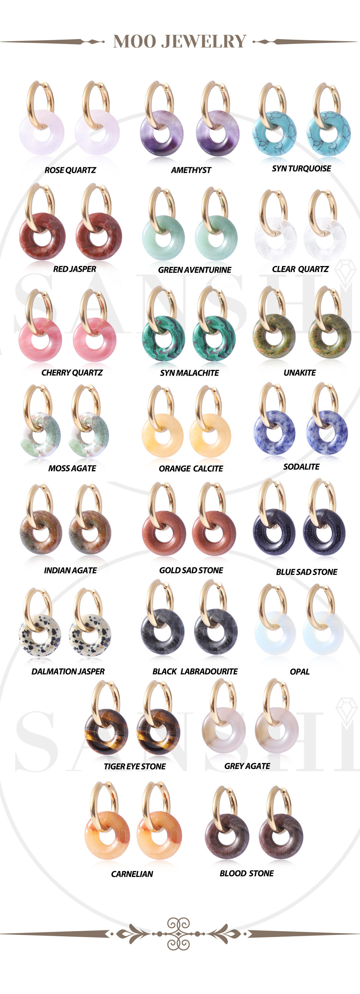 1 Paire De Base Style Classique Géométrique Placage Cristal Artificiel La Pierre Naturelle Boucles D'oreilles display picture 2