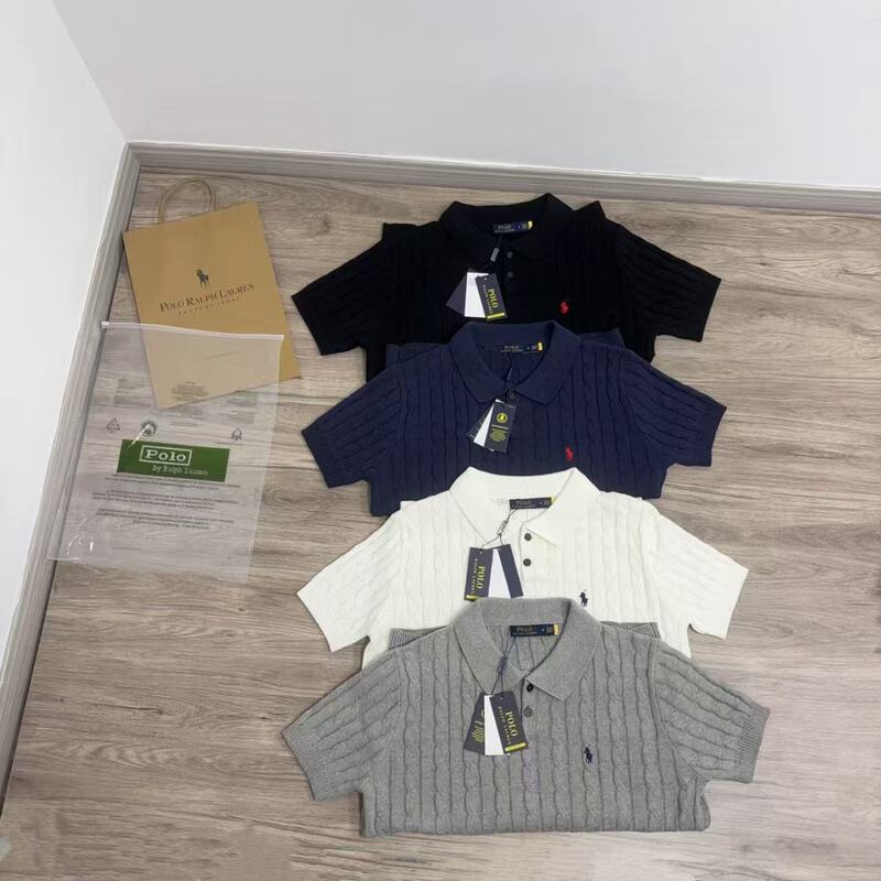 Scannable Qr Code Rl Ralph Lauren Classic Pony Embroidery All-Season Polo Collar Men's Knit Short-Sleeve T-Shirt Trendy