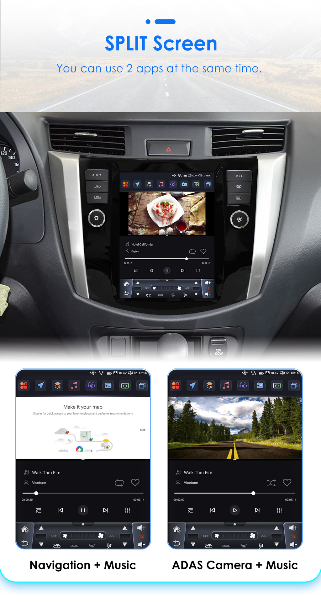 9.7inch Suitable for 16-22 Nissan Navara Android Vertical Screen Car Navigator with Reversing Image All-In-One Machine