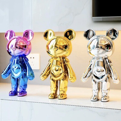 Hollywood Star Bear Polished Plated Floor TV Stand for Living Room Children's Room Home Decor