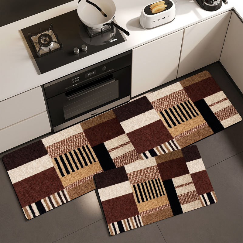 Kitchen Floor Mats, Retro Autumn and Winter New Models, Can Be Shipped on Behalf of Others, Stain-Resistant, Anti-Slip, Oil-Proof, Household Floor Mats, Bathroom Absorbent Foot Mats