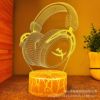 Night light suitable for games, handle, creative headphones, atmospheric table lamp, 3D, Birthday gift