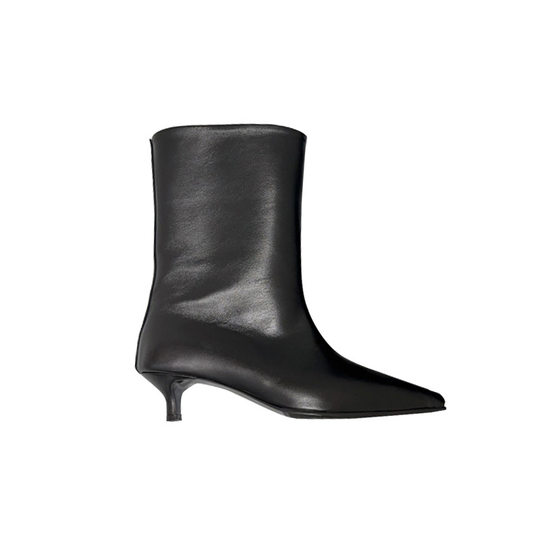 Korean Style French Style Pointed Pussy Boots Women's 2024 Autumn and Winter New Low Heel Thin Heel Vintage Wide Mouth Boots