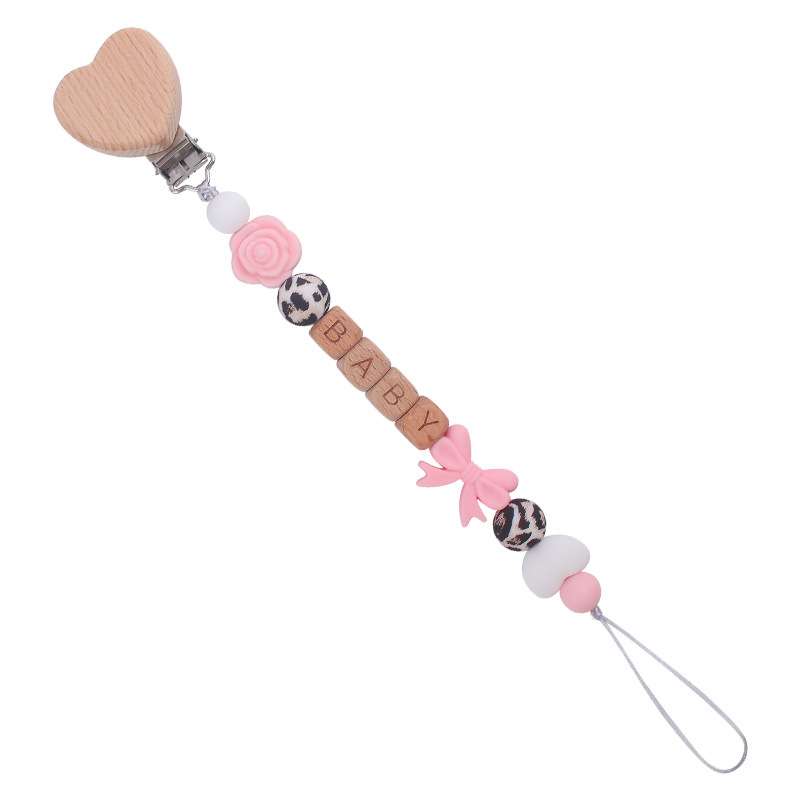 Nuevo bebé suministros dibujos animados amor Haya clip calmante bebé silicona arco pezón cadena anti-caída