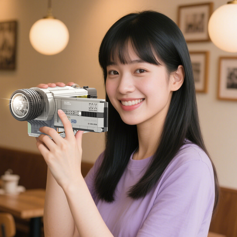 Zhegao 662505 Retro Dv Video Recorder Camera 8090 Walkman Creative Model Assembled Building Blocks Cross-Border Toys