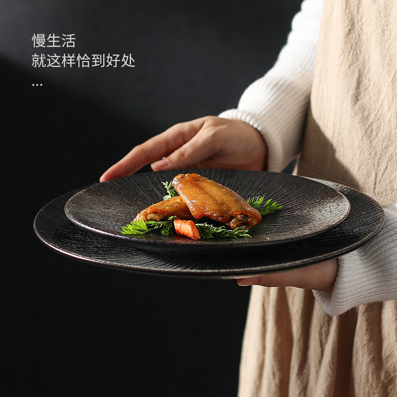 Japanese-style Steak Plate Tableware Household One-person Flavor Dish Bowl and Dish suit Creative Spotted Dinner Plate Ins Style Rice Bowl