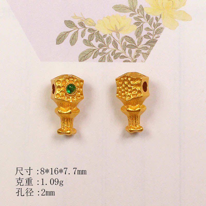 S925 Silver Gold-Plated Three-Way Phaseless Buddha Five-Sutra Accessories Bracelet Necklace String Decoration DIY Handmade Bead Semi-Finished Product