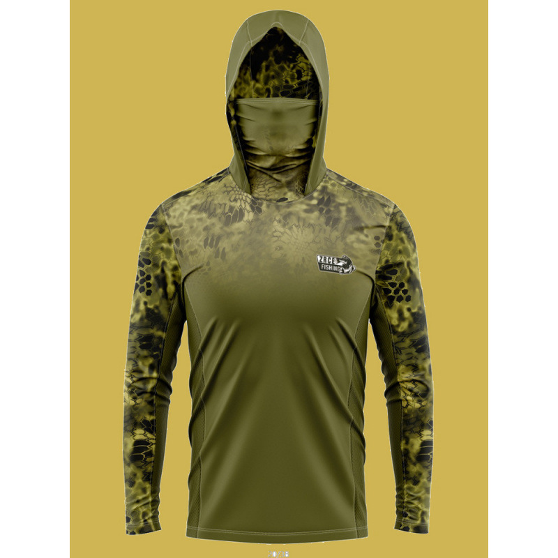 Amazon Fishing Clothing Ice-Sense Hooded with Mask Breathable Anti-Uv Loose Cover Outdoor Cover Ice Silk Sun Protection Clothing