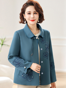 Mom's Spring and Autum Outwear Short Style 2024 New 50-Year-Old Middle-Aged and Elderly Women's Autum Windbreaker Top Noble