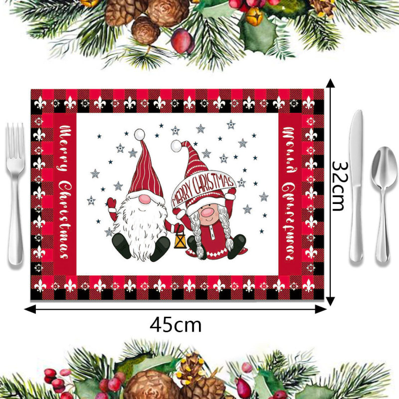 売れ筋のクロスボーダークリスマスデコレーションプレースマット、新しいホリデー食器断熱マット、リネン防汚洋食プレースマット|undefined