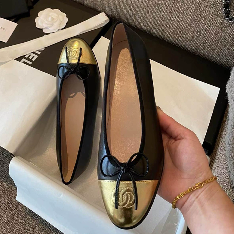 Обувь, классические балетки с бантом, стиль Chanel, натуральная кожа