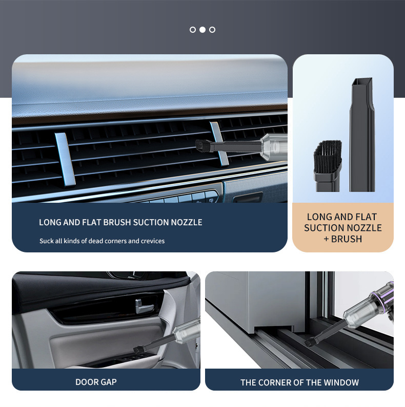 Wireless car vacuum cleaner for interior cleaning, suitable for home and car use, powerful mini vacuum cleaner for small vehicles