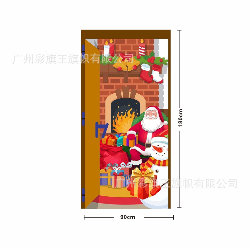 Transfronterizo Amazon Santa Claus puerta cubierta cortina Navidad atmósfera decoración de la fiesta diseño marco de puerta fondo pegatinas de puerta