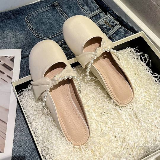 French Soft Leather Low-Heeled Wedding Shoes, Pearl One-Strap Mary Jane Shoes, Thick Heel Square Toe Women's Shoes, Bridesmaid and Bride Shoes