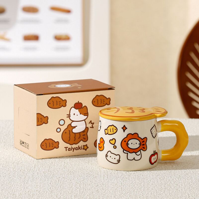 可爱鲷鱼烧小猫咪陶瓷杯子家用卡通马克杯创意伴手礼水杯女生生日|undefined