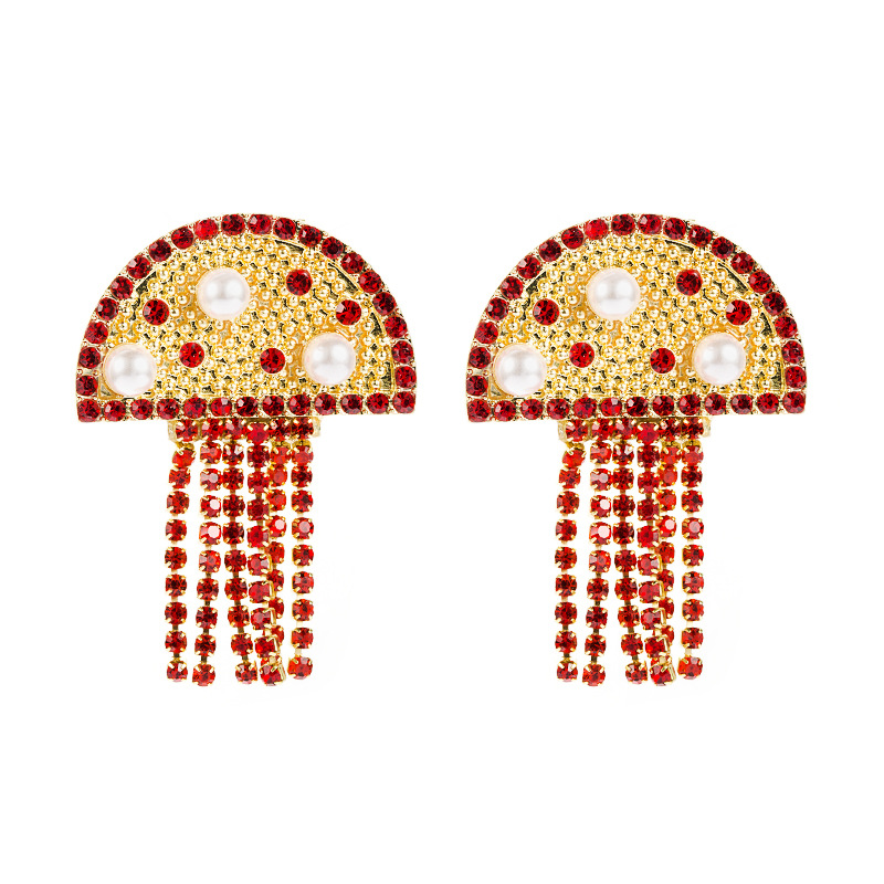 Creative Alloy Diamond-studded Pearl Mushroom Earrings display picture 9