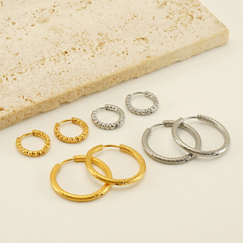 European and American French simple ins style titanium steel flower earrings earrings gold stainless steel coil earrings earrings wholesale