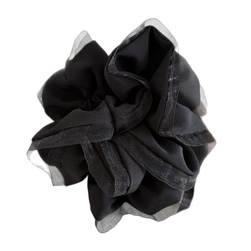 Korean folded double layer Organ yarn lace large intestine hair ring temperament flower bud hair rope hair accessories low ponytail solid color head flower