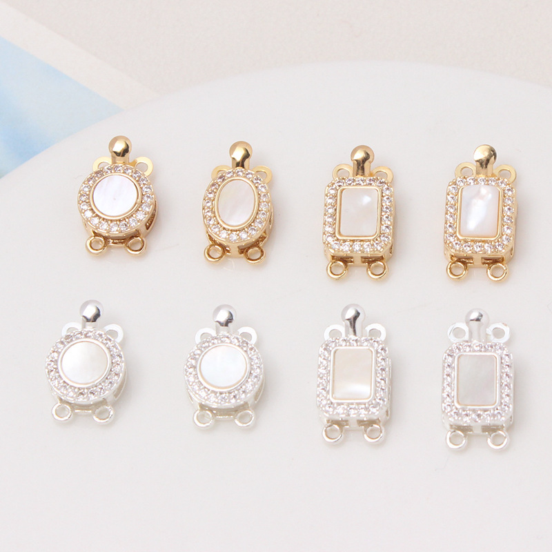 Fashion Entry Luxury Shell Gold Plated Double Row Buckle Pearl Buckle DIY Jewelry Accessories Connection Buckle Snaps Bracelet Buckle