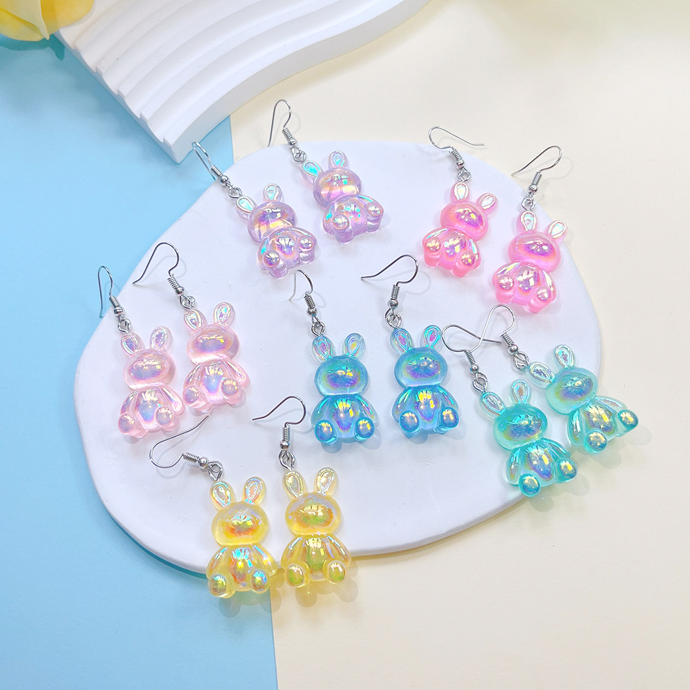 1 Pair Cute Rabbit Resin Drop Earrings display picture 7