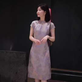 D8017新中式国风女装2026新款夏季气质禅意紫色改良旗袍连衣裙