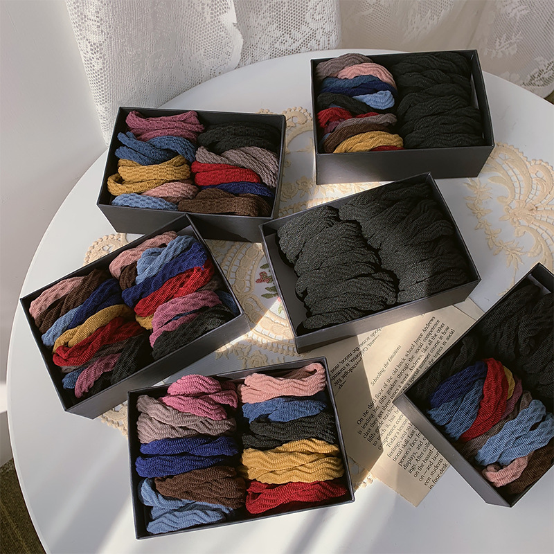 Cuerda de cabeza gruesa banda de goma toalla banda de pelo de las mujeres alta elástica duradera banda de goma sin costura temperamento simple cuerda de lazo de pelo diario