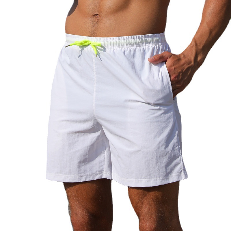 Europa y América más tamaño transfronterizo color sólido de los hombres de cinco puntos pantalones de playa de verano de secado rápido pantalones cortos de natación impermeable al aire libre ocio image 3