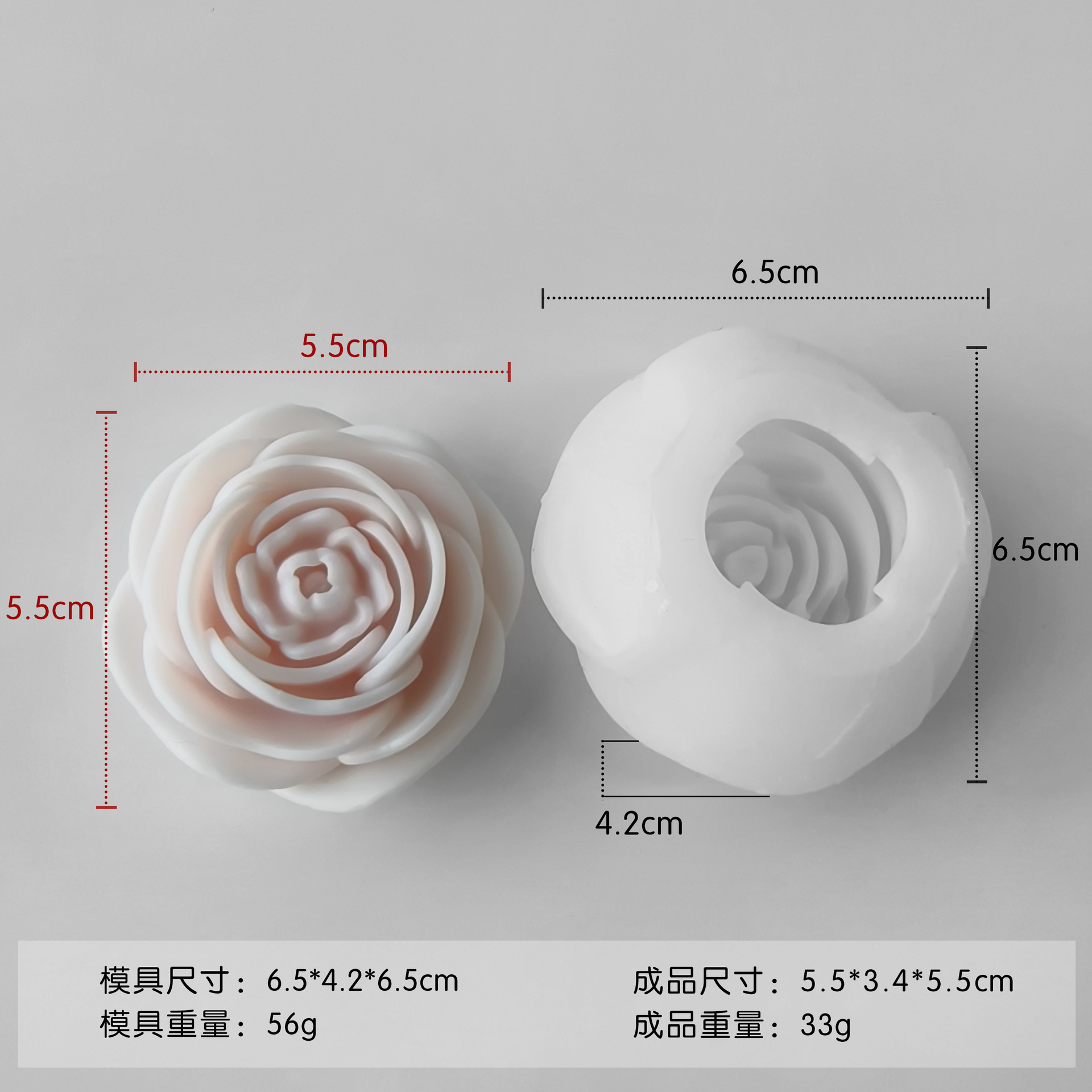 Jiahui Mei rosa molde de cera de peonía tridimensional