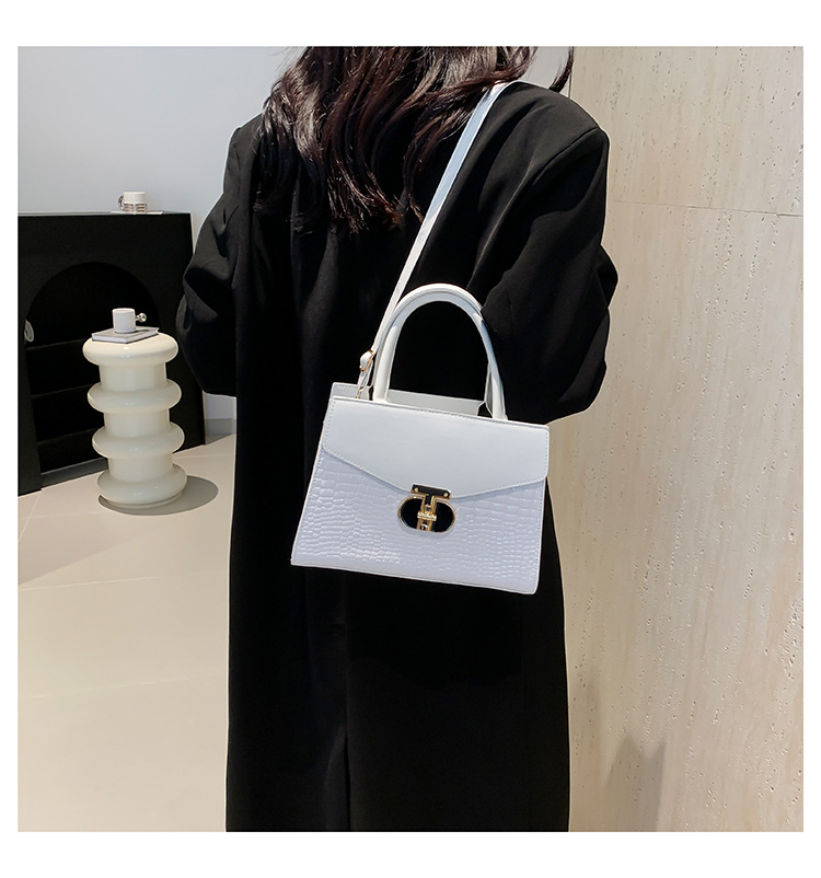 Korean Women's 2024 New Crocodile Pattern Single Shoulder Crossbody Fashion Handheld Small Square Bag_voghion.com