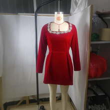 欧美跨境2024春季女装连衣裙气质优雅方领珍珠花边短款时尚连衣裙