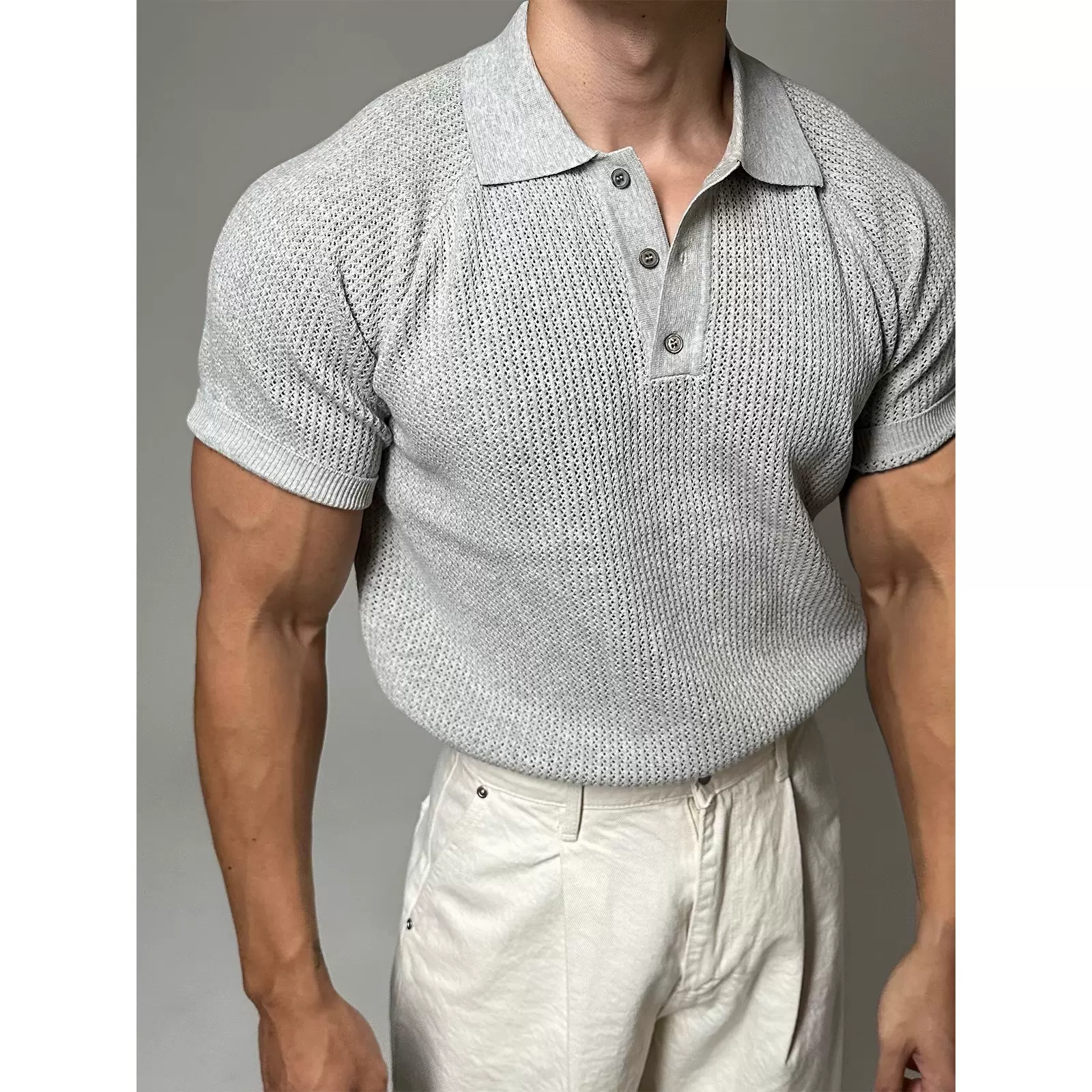 韩版轻熟风冷感蜂窝polo短袖针织衫男2025夏季新款翻领T恤衫上衣