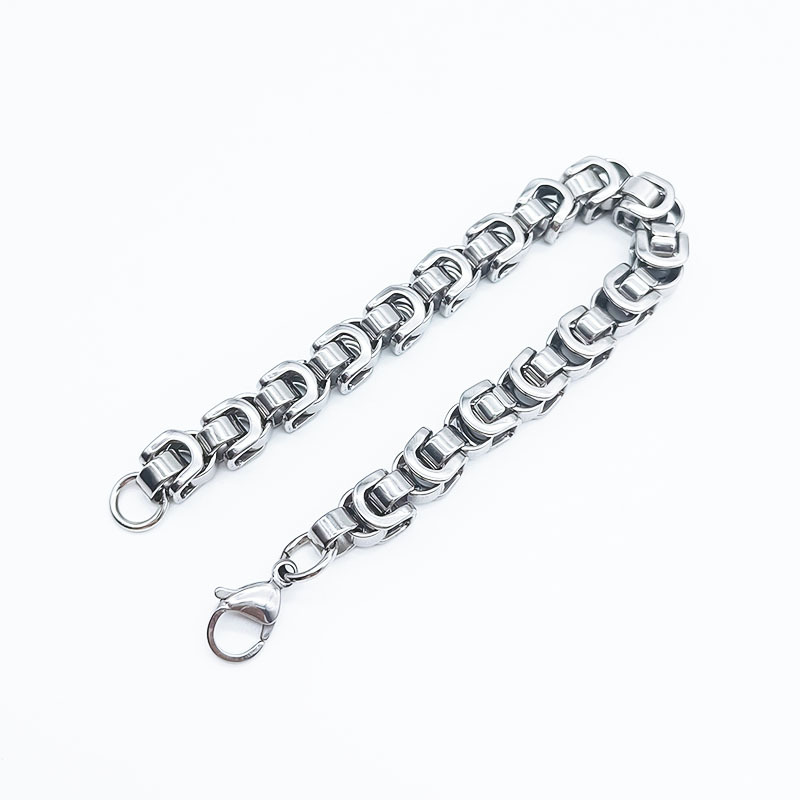 Collier chaîne byzantine en acier inoxydable pour homme_voghion.com